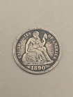 1890 Seated Liberty Silver Dime 10c
