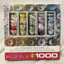 Eurographics Colorful Tea Cups 1000 Piece Jigsaw Premium Puzzle - NEW SEALED