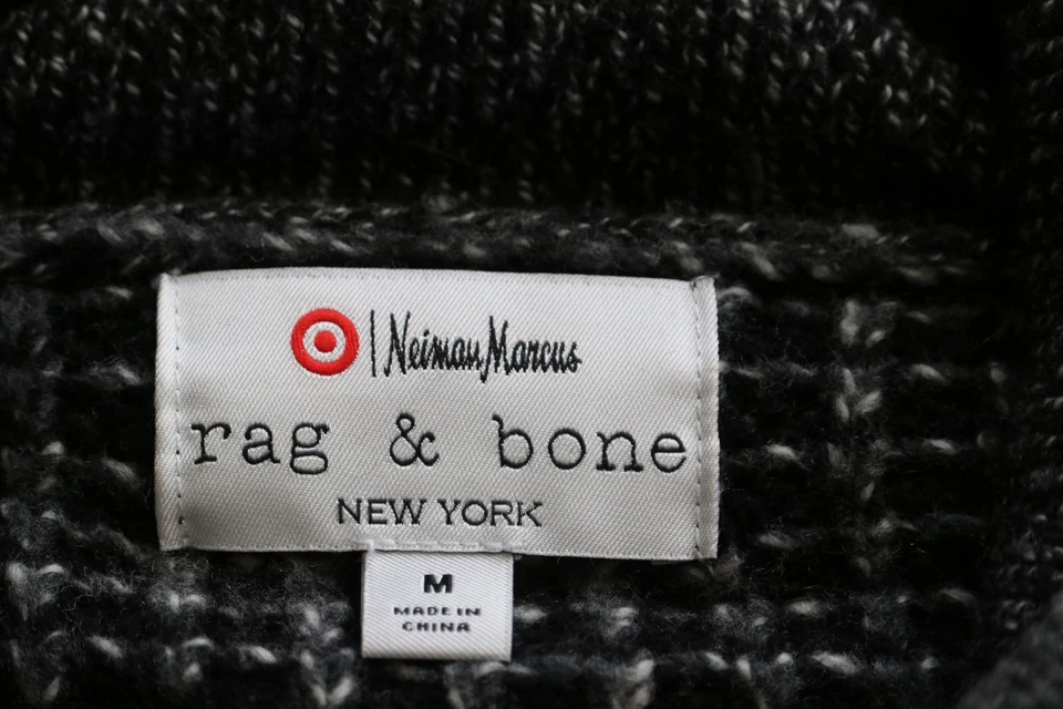 Rag & Bone Neiman Marcus Target Men M Black Gray Shawl Collar Cardigan Sweater - Image 3 of 4