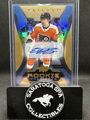 2023-24 UD Trilogy Premieres Level 1 Gold Elliot Desnoyers Auto /349 Flyers