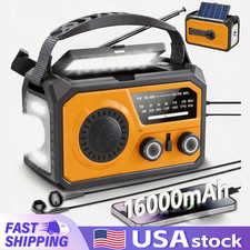 New Solar Emergency Crank Radio with 16000mAh Power Bank - NOAA Weather Yellow