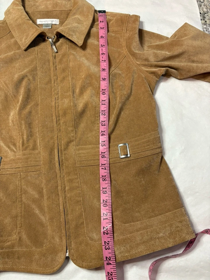 Christopher & Banks Chaqueta de Gamuza Sintética Tostada Cremallera Completa Abrigo de Pana para Mujer Talla M Foto 4 de 4