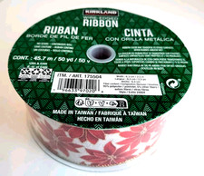 KIRKLAND Wire-Edged Poinsettia Christmas Ribbon 2.5 in x 50 yds - NEW
