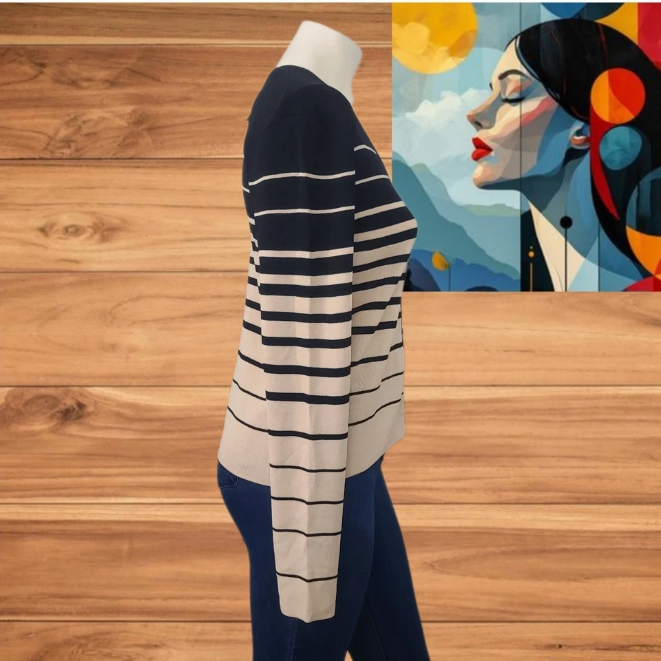 Finity кардиган свитер ребристый трикотажа черный серо-коричневый полоски профессиональный размер L - Изображение 3 из 4