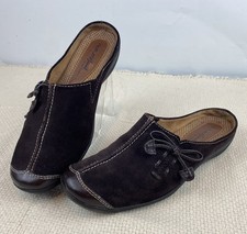 NATURAL SOUL by NATURALIZER Women 6M Brown Suede Fanner Clog Mule Shoes Slip-On