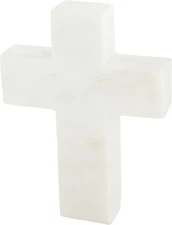 Mud Pie Marble Cross, White, 6" x 4.5", 1 Count (Pack of 1)