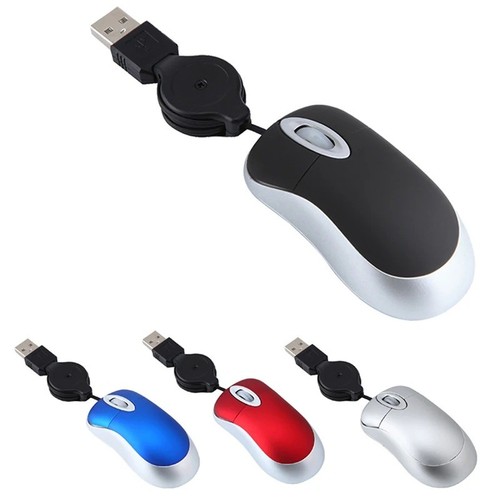 Mini USB Wired Optical Mouse 1600DPI Retractable Cable Compact Travel Laptop PC - Picture 6 of 6