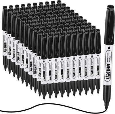 Permanent Markers, 100 Pack Black Permanent Marker Pens, Black Permanent Marker