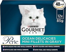 Image of GOURMET Perle Ocean Delicacies in Gravy Wet Cat Food 12x85g (Pack of 4)