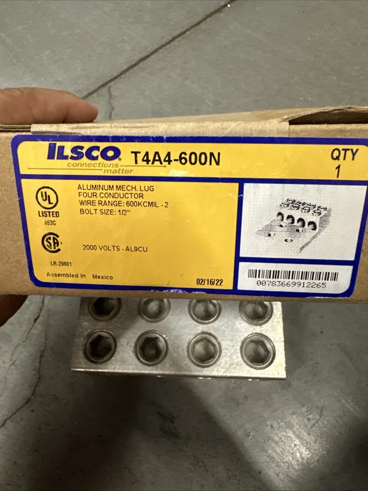 ILSCO T4A4-600N-EC Aluminum Mechanical Lug Four Conductor. Wire Range 600kcmil-2 - Image 3 of 3
