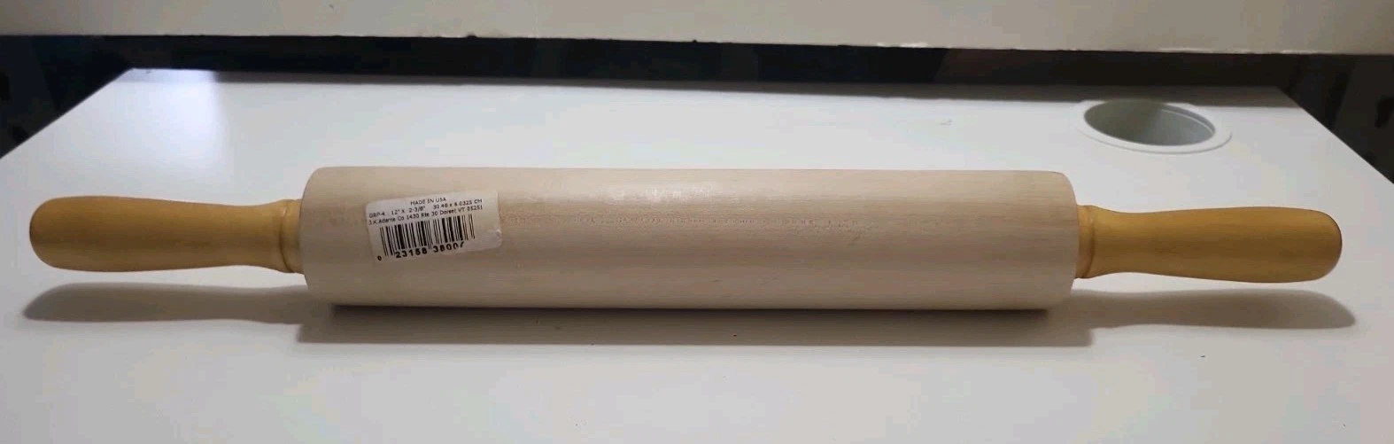 JK Adams Vermont Maple Wooden Rolling Pin Large 12” With Handles