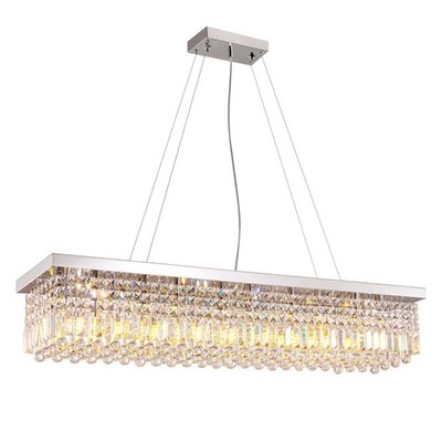 47'' Modern Crystal Chandelier for Dining Room Rectangular Chandelier Over Table