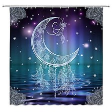 Moon Shower Curtain Set Starry Sky Dream 70"W x 70"L Pack of 1 Colorful