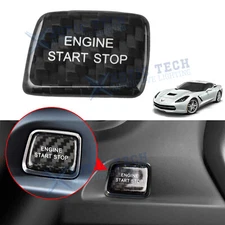Carbon Fiber One Start Engine Stop Button Cover Black For Chevy Corvette 14-19