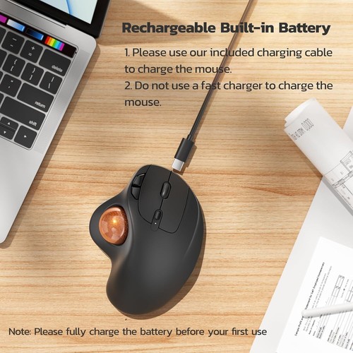 Sleek Wireless Trackball Mouse: Ergonomic Design with Long-Lasting Battery Life - Picture 7 of 9