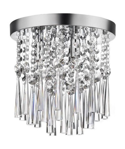 Home Decorators, 10" Chrome + Crystal Flush Mount | Faceted Crystal Accents