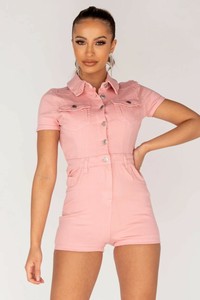 denim playsuit pink