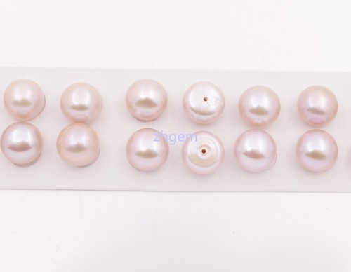 1 Par 11.5mm Botón Perla Medio Agujero Pendiente Hacer Blanco Rosa Morado Negro - Imagen 2 de 13