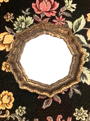 Vtg Mirror Small Antiqued Octagonal Gold Tone Syroco Burwood Hollywood Regency 3