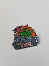 Frogzilla Lapel Pin Kaiju Frog Destroying City