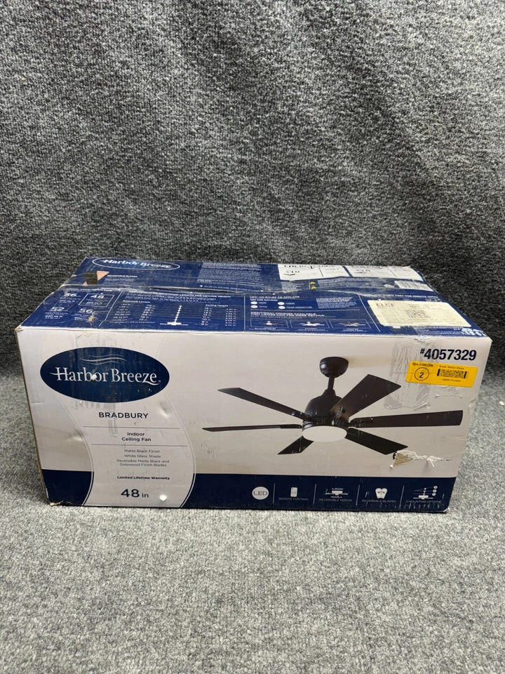 Harbor Breeze Bradbury 48-in Matte Black /Greywood 6 Blades - BROKEN LIGHT GLASS - Image 2 of 4