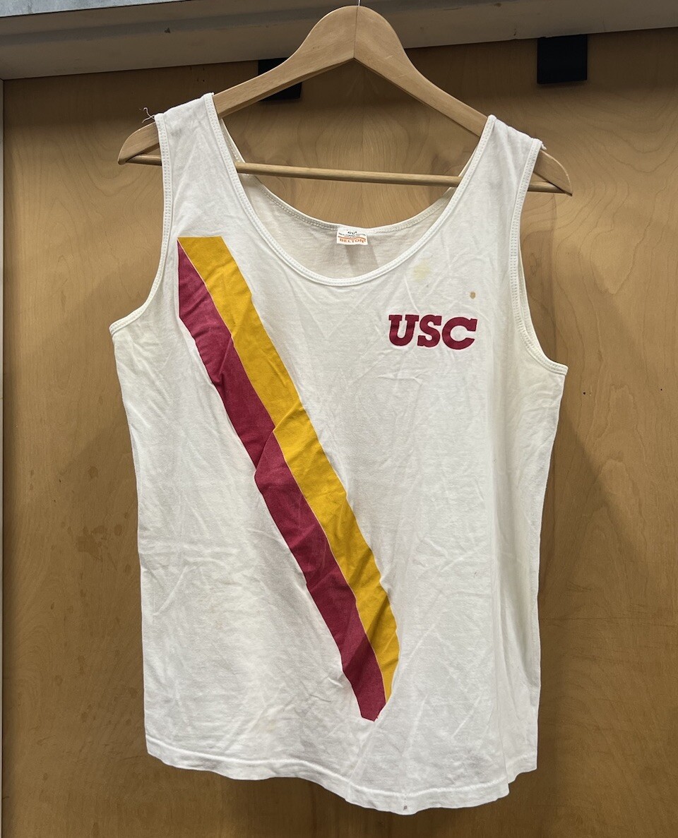 FILA Canotta canottiera vintage anni 70 80 USC Trojans taglia grande Belton canottaggio cotone squadra