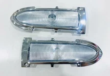 Front LH & RH Clear Turn Parking Light Assemblies w/Chrome. FITS Chevy 52