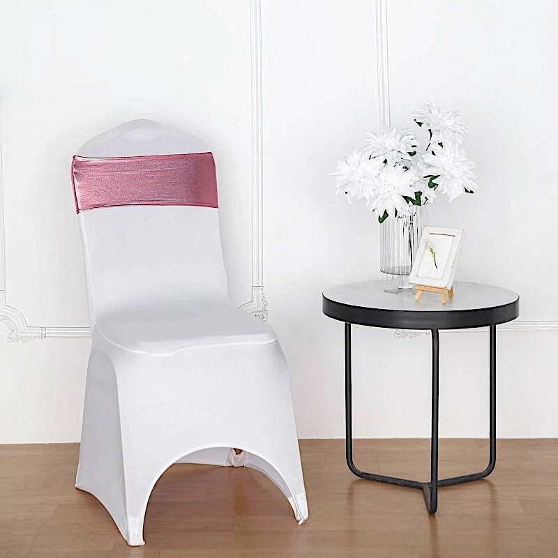 75 Metallic Spandex Chair Sashes with Silver Buckles Party Wedding Decorations - Image 2 of 4