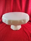 Anchor Hocking Milk Glass Grape Pattern Vintage Pedestal Skirted Cake Stand