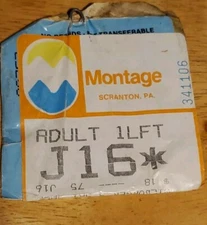 VINTAGE MONTAGE MOUNTAIN PENNSYLVANIA PA ADULT SKI LIFT TAG TICKET PASS SKIING