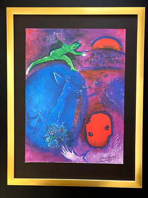 MARC CHAGALL + 1977 BEAUTIFUL SIGNED PRINT FRAMED + BUY IT NOW!!