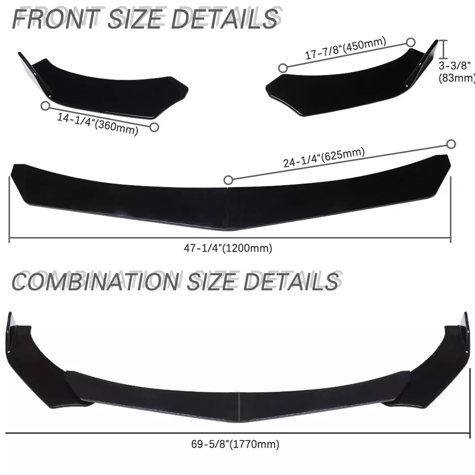 For Chevrolet Malibu Front Bumper Spoiler Lip Splitter Body Kit Glossy Black - Image 2 of 4