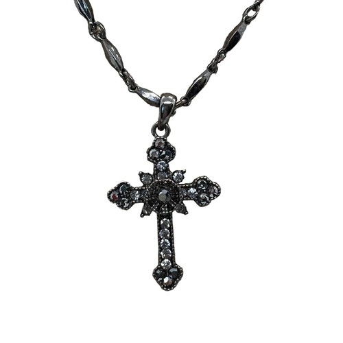 5 Piece Silver Tone Jewelry Lot Liz Claiborne Cookie Lee Cross Necklace Ring - Picture 5 of 8