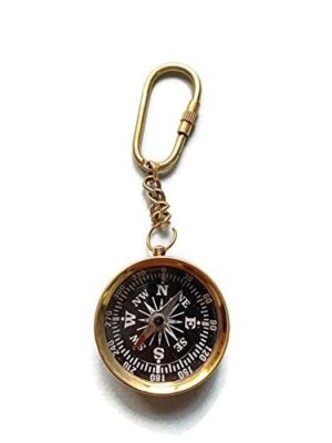 Set Of Key Ring Travelers Nautical Brass Pocket Compass Key Chain  Collectible