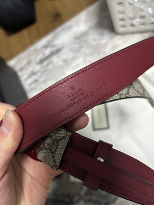 NEW Gucci Marmont Belt GG Logo Red Brown Monogram Canvas 85/34 | eBay