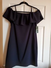 Ralph Lauren Navy Cold Shoulders Lined Dress Size 6 NWT $150
