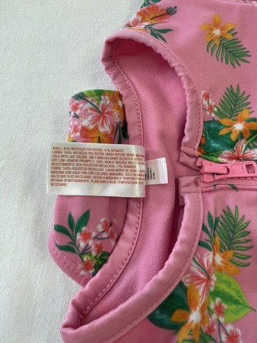 Cat & Jack Tropical One-Piece Swimsuit Girls Size 5T Ruffle Sleeves Front Zipper - Picture 4 of 4