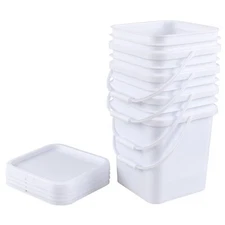 Idotry 4 Buckets Containers W/ Lids, 5 Gallon Food Grade Heavy-Duty Plastic Pail