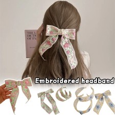 Chiffon Embroidery Flower Hairband Women Accessories Headband Hair Bow Hair Clip