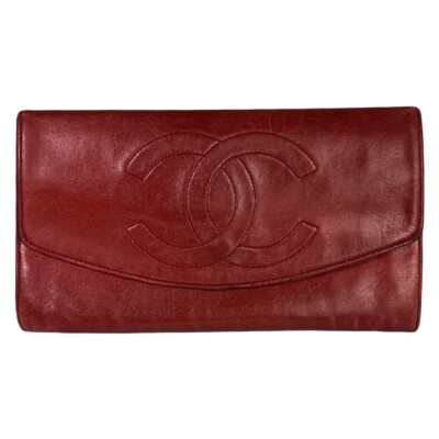 シャネル　ヴィンテージ　ウォレット Chanel Vintage Lambskin CC Caviar Double Flap Wallet | eBay