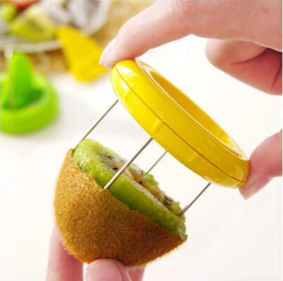 Kiwi Cutter Peeler Slicer - Kitchen Fruit Gadgets Tools - Green and Yellow