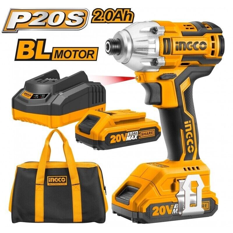 Avvitatore a percussione Ingco batterie al litio elettrico 20V CIRLI2002 + borsa