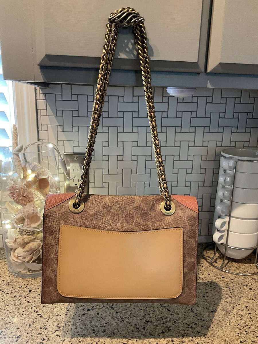 Coach Parker With Tea Rose Signature Canvas Wave Leather