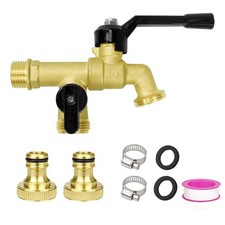 Outdoor Garden Faucet 1/2"X3/4"X3/4" Double Outlet Faucet for Outdoor Garden ...