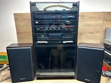 Cassetta giradischi stereo retrò revisionata Sanyo GXT 250 Inc con altoparlante e cabinet