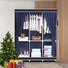 Design Portable Closet Wardrobe Clothes Rack Storage Organizer Shelf Black US