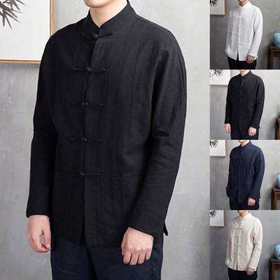 Stilvoller marineblauer traditioneller Herren Kung Fu Tai Chi Mantel Tang Anzug Jacke Oberteil
