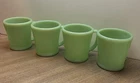 Four Vintage Fire-King Jadeite Flat Bottom Mugs Or Coffee Cups With D Handles