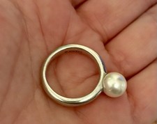 Ti Sento 925 Sterling Silver Solitaire Pearl Ring