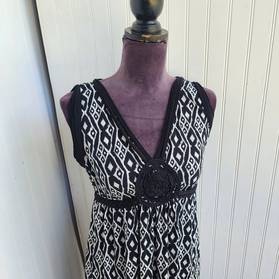 Maxi Vestido Mujer Edición Max Negro Blanco Bohemio Boho Chic Sin Mangas Vacaciones L Foto 2 de 4